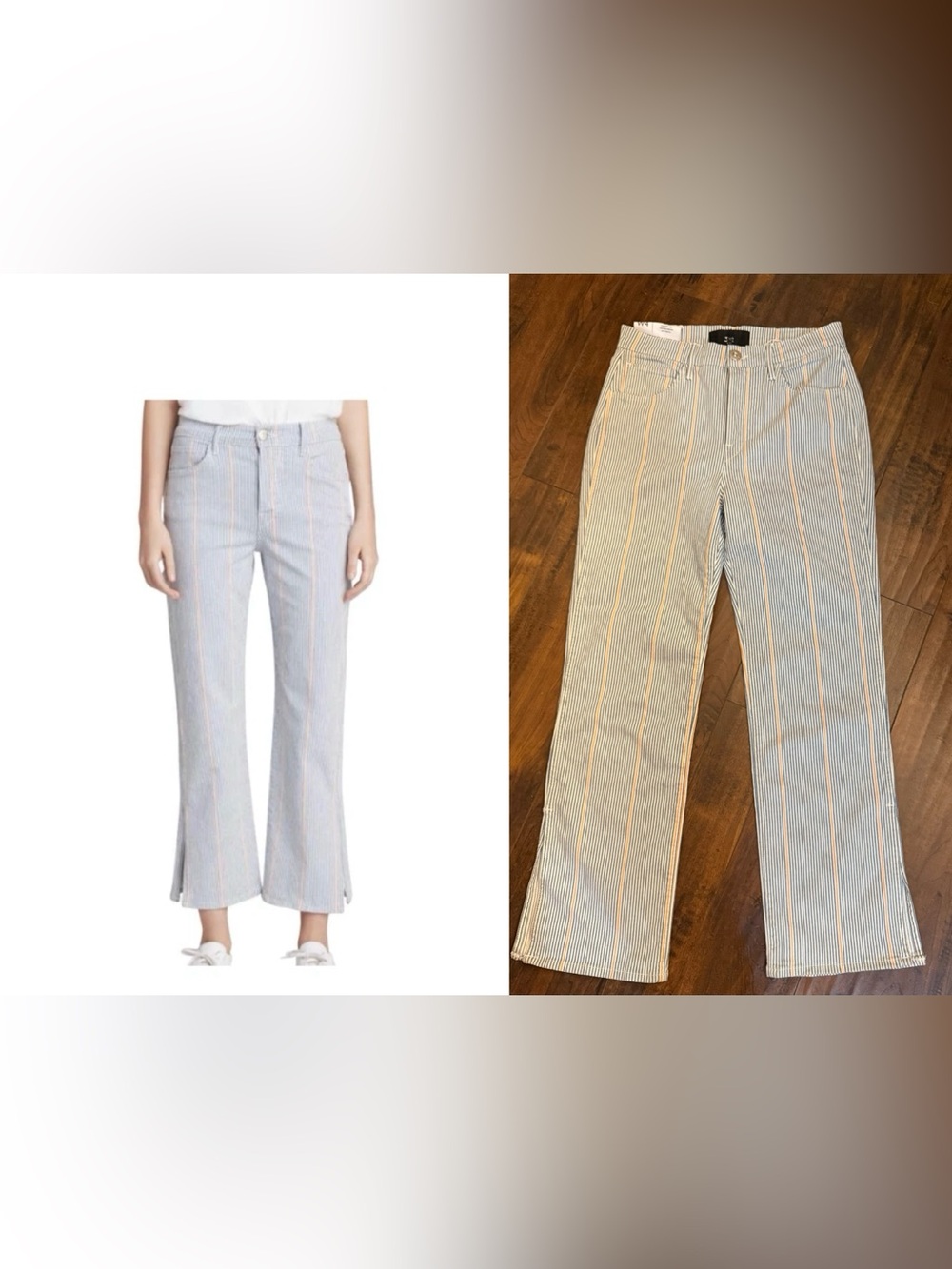 3x1 Three by One W4 Austin Crop Jeans Striped Nillie Denim Button Fly Womens 28